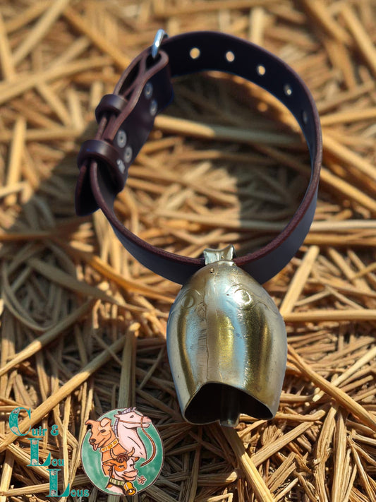 Collier en cuir avec cloche pour moutons & chèvres – Collection Alpina artisanale