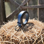 Ceinture bleue - effet laiton vieilli - 2,8 cm Cuir et Loulous