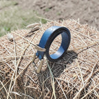 Ceinture bleue - effet argent vieilli - 3 cm Cuir et Loulous