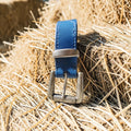 Ceinture bleue - effet argent vieilli - 3 cm Cuir et Loulous