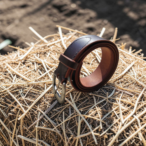 Ceinture marron - boucle style argent vieilli  - 3 cm Cuir et Loulous