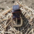 Ceinture marron - boucle style argent vieilli  - 3 cm Cuir et Loulous
