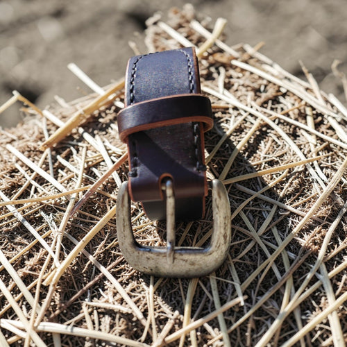Ceinture marron - boucle style argent vieilli  - 3 cm Cuir et Loulous