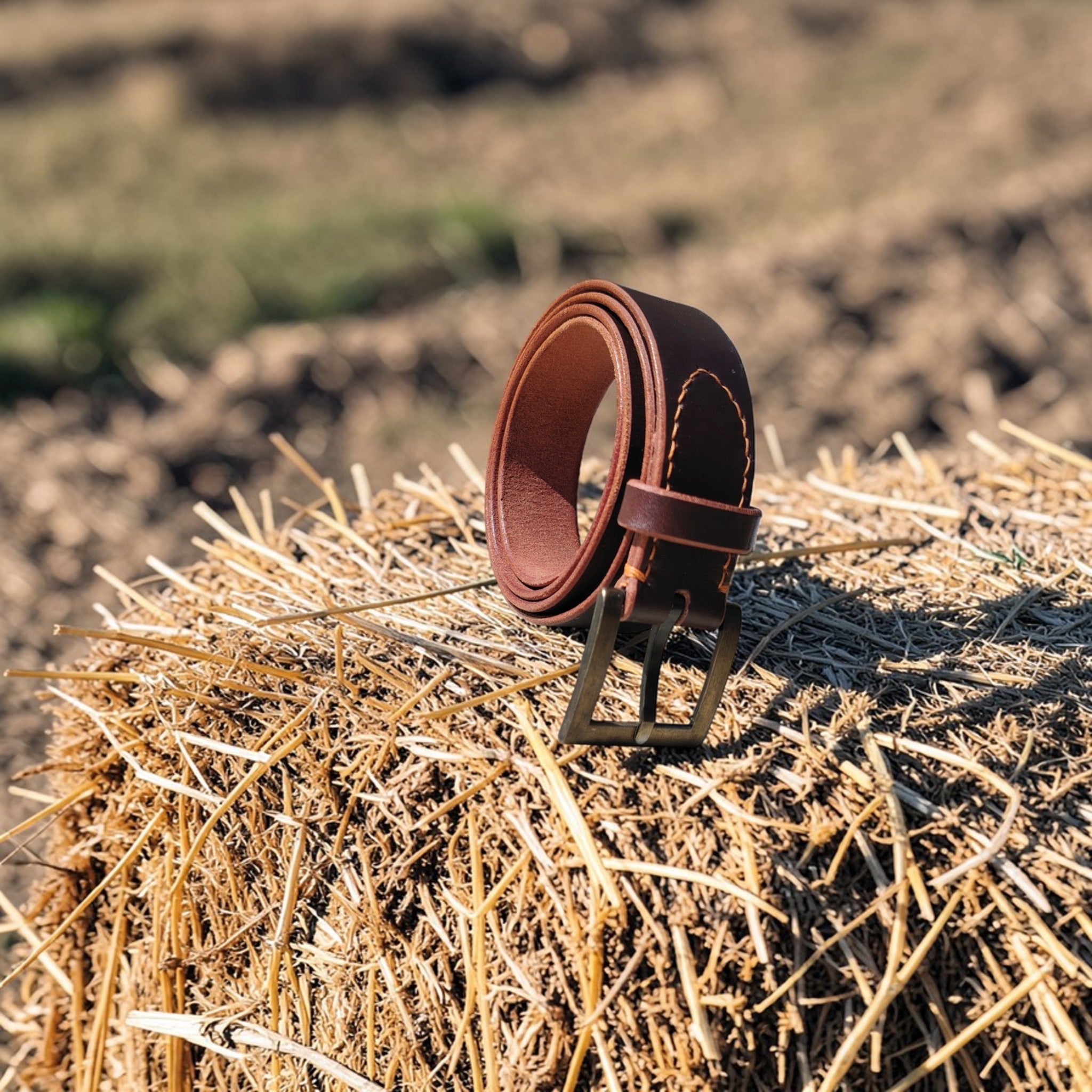 Ceinture marron - boucle style laiton vieilli  - 3 cm Cuir et Loulous