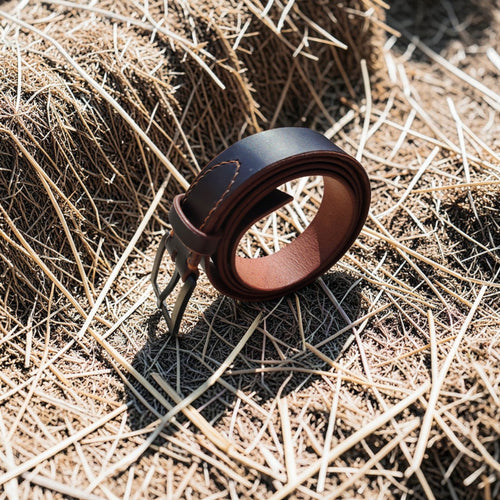 Ceinture marron - boucle style laiton vieilli  - 3 cm Cuir et Loulous