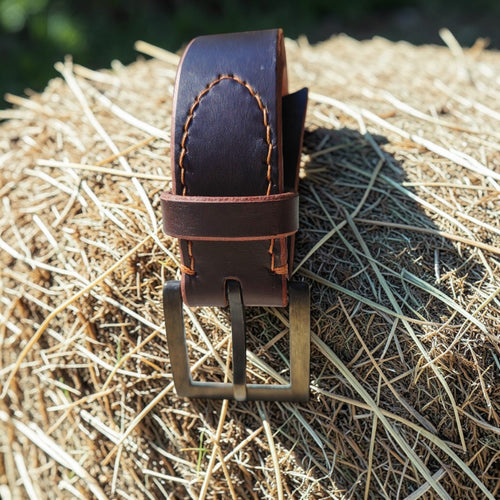 Ceinture marron - boucle style laiton vieilli  - 3 cm Cuir et Loulous