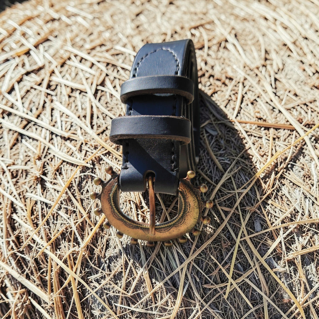 Ceinture noire - boucle déco style laiton vieilli - 3 cm Cuir et Loulous