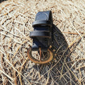Ceinture noire - boucle déco style laiton vieilli - 3 cm Cuir et Loulous