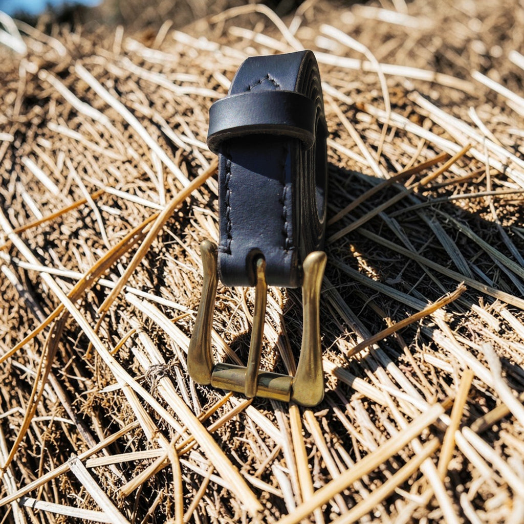 Ceinture noire - boucle style laiton vieilli - 2,5 cm Cuir et Loulous