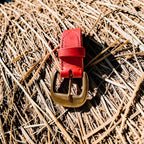 Ceinture rouge - effet laiton vieilli - 3 cm Cuir et Loulous
