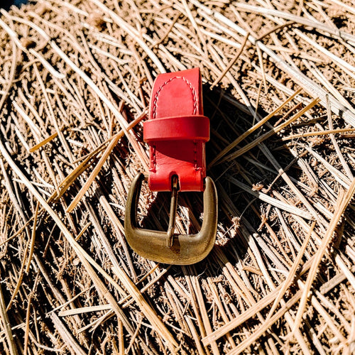 Ceinture rouge - effet laiton vieilli - 3 cm Cuir et Loulous