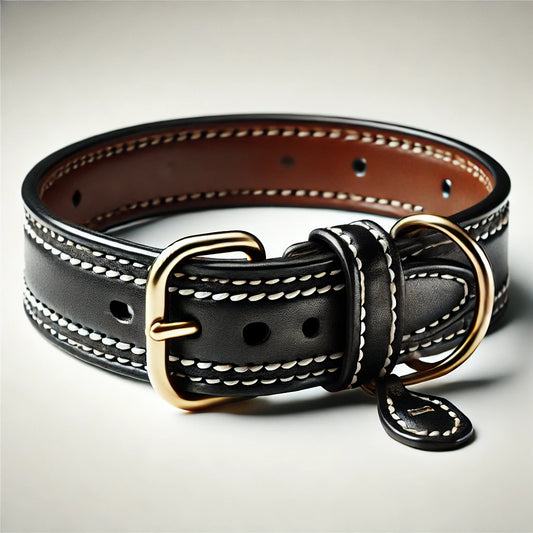 Collier en cuir pour chien - Avec doublure en cuir rembourrée