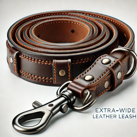 Laisse en cuir - grand chien - largeur 2,5 cm