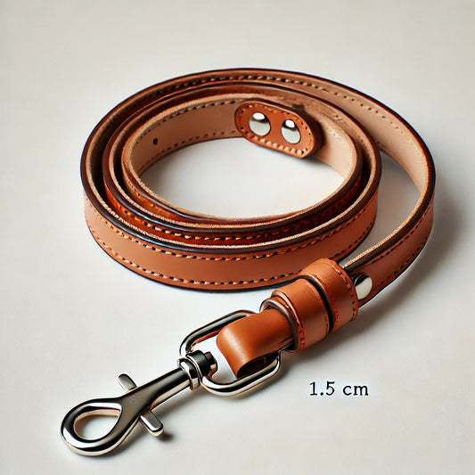 Laisse en cuir - petit chien - largeur 1,5 cm