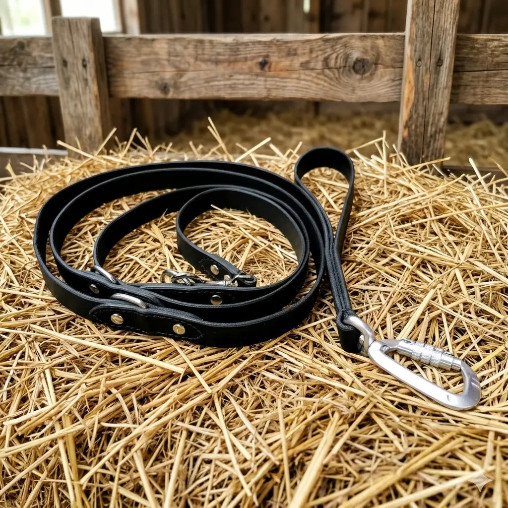 Laisses en cuir multipostions - 2,50m Cuir et Loulous